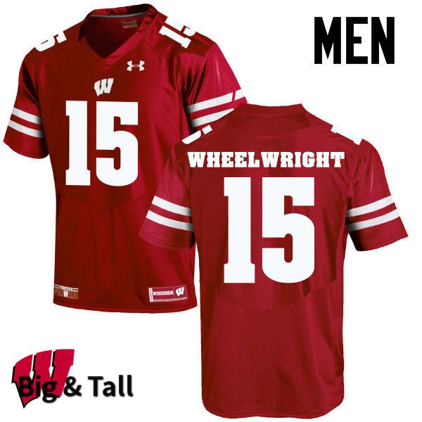 Wisconsin Badgers Men's #15 Robert Wheelwright NCAA Under Armour Authentic Red Big & Tall College Stitched Football Jersey OU40D23YT